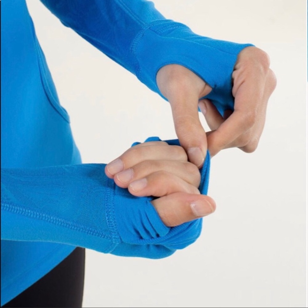 RARE Lululemon 10 Star Runner 1/2 Zip L/S Cornflower Blue RULU Ruffles Mesh - Picture 10 of 16